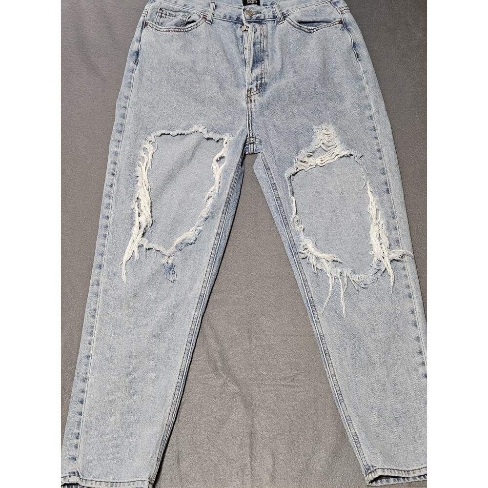Simple Society Jeans 13/31 Blue Denim Heavily Distressed Button Fly Jeans